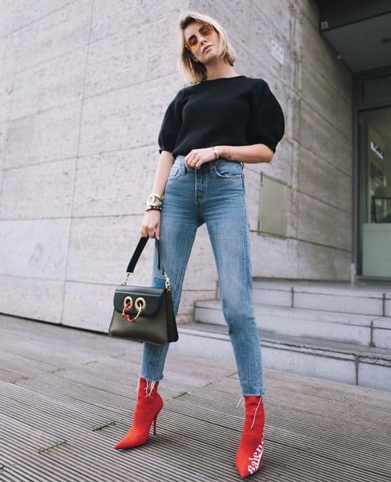 outfits to wear with red boots